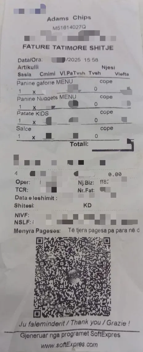 A supermarket receipt from Lisbon, Portugal, showing a structured digital invoice with QR code and tax details, reflecting Portugal’s gradual move toward e-invoicing and DDD Invoices for retail transactions.